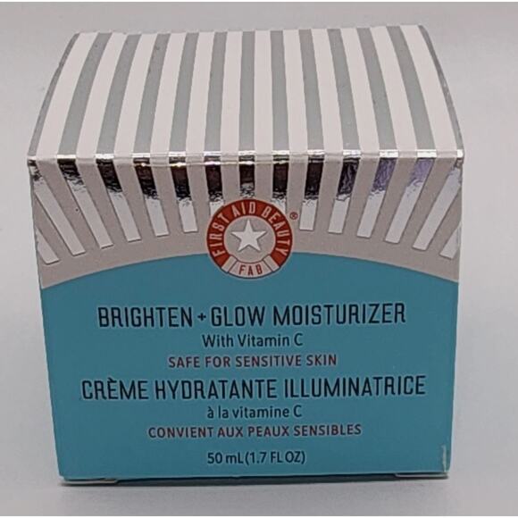 New First Aide Beauty Brighten + Glow Moisturizer with Vitamin C 1.7fl ounce jar - Picture 1 of 2